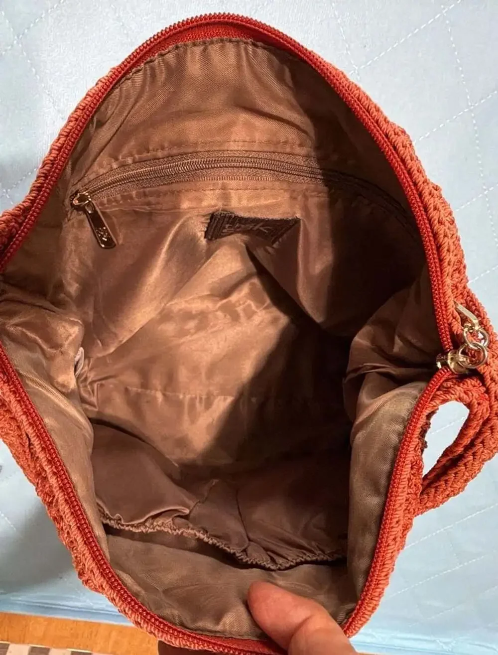 The Sak Crochet Hobo Zip Shoulder Bag, Burnt Orange